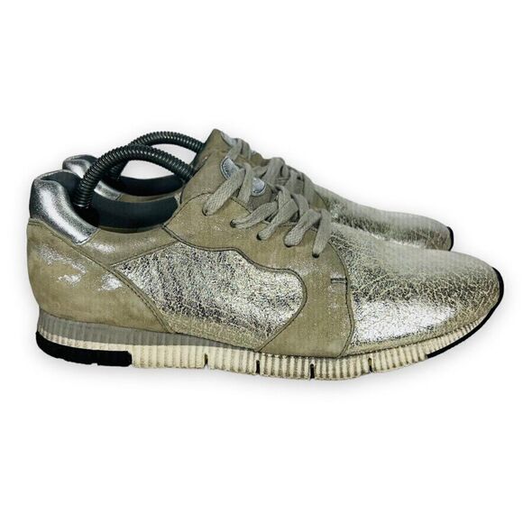 Paul Green Echt Leder Metallic Silver Low Top Casual Sneakers Women's 5 - Picture 4 of 12